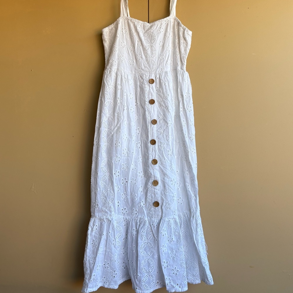NAOO women’s eyelet white midi dress